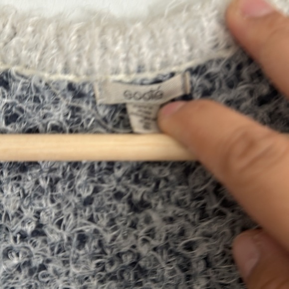 EUC Fuzzy Blue and White Sweater - Picture 2 of 4